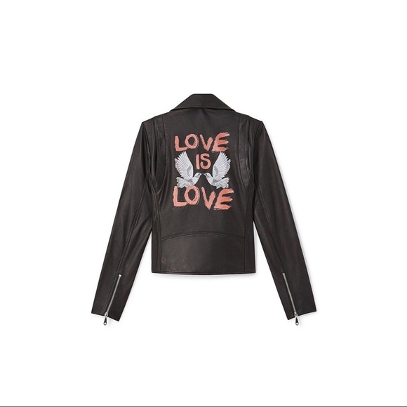 Rebecca Minkoff Wes Love Doves Leather Moto Jacket - Picture 2 of 2